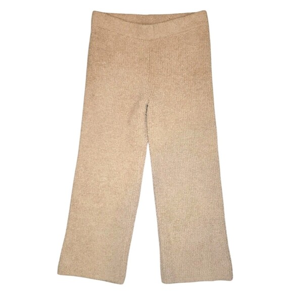 Aerie XL Marshmallow Flare Pants Beige Sherpa Teddy Lounge Pull On Soft Cozy - Picture 1 of 9